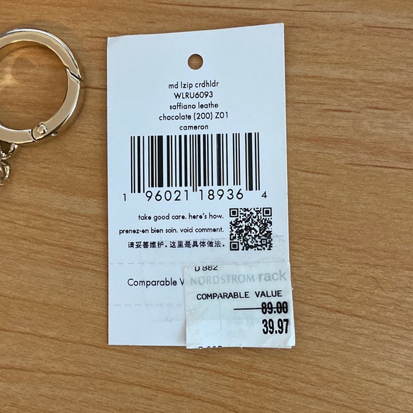 Kate Spade Cameron Medium Zip Card Holder Saffiano Leather Chocolate (020) - Picture 5 of 5